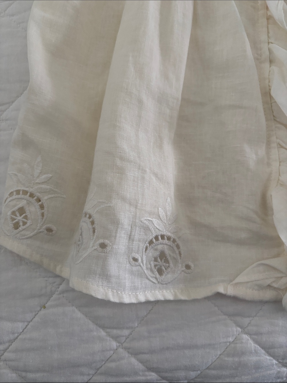 Ivory Ruffled Linen Blouse - Picture 4 of 4